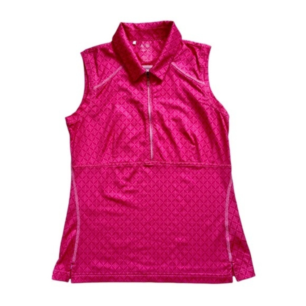 adidas Women's Bright Pink Sleeveless Collared Top